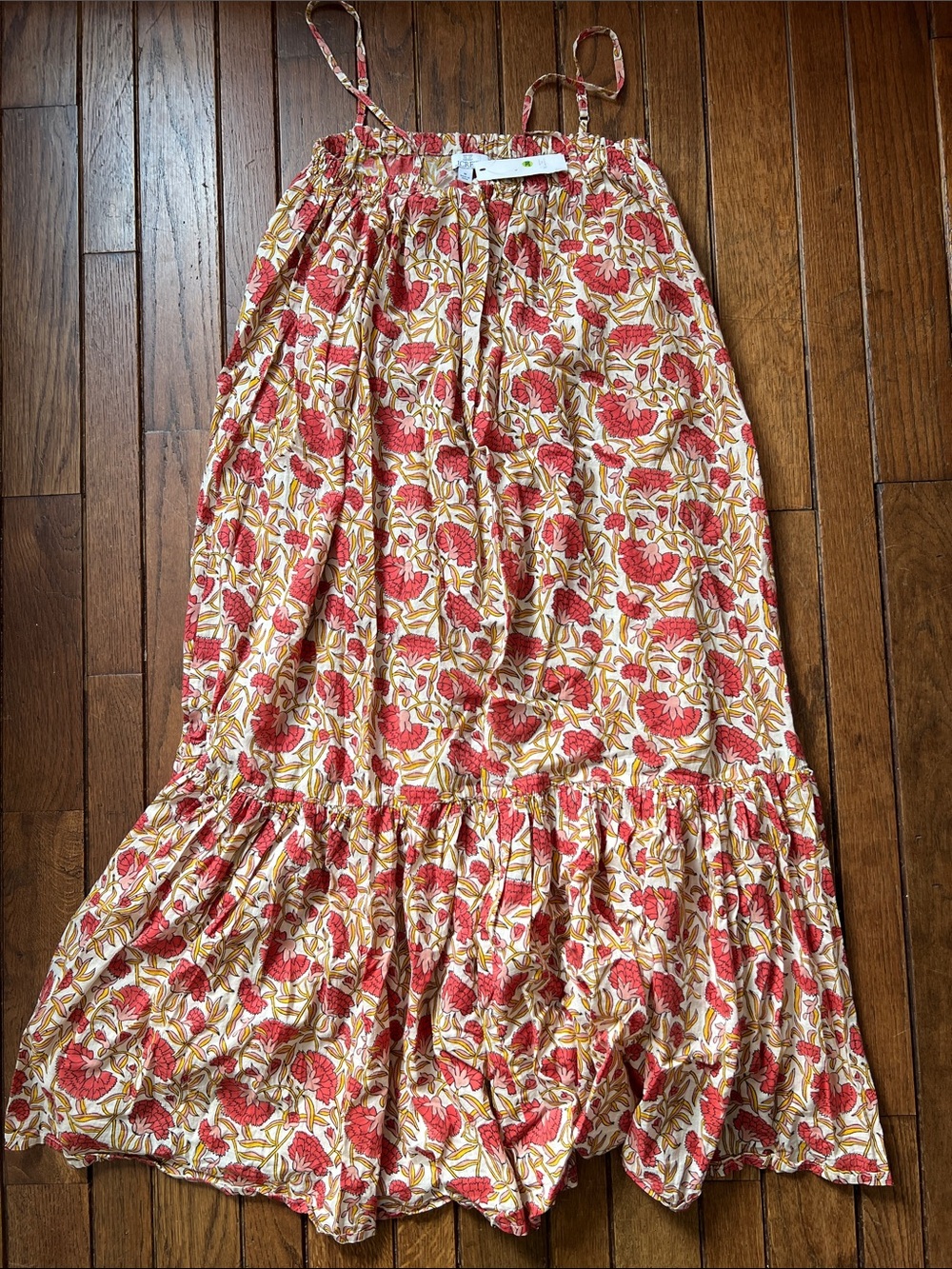 J. Crew Red and Cream Floral Tiered Flowy Midi Dress Size Medium NWT